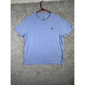 Ralph Lauren Standard Fit Jersey Crew‎ Neck T Shirt L Blue Logo Casual Cotton